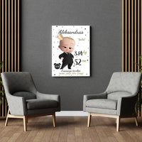 Personalizuota Berniuko Gimimo Metrikų Iliustracija ant drobės  Drobe -  dovanokis.lt