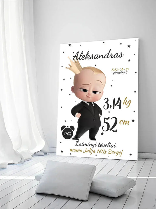 Personalizuota Berniuko Gimimo Metrikų Iliustracija ant drobės  Drobe -  dovanokis.lt