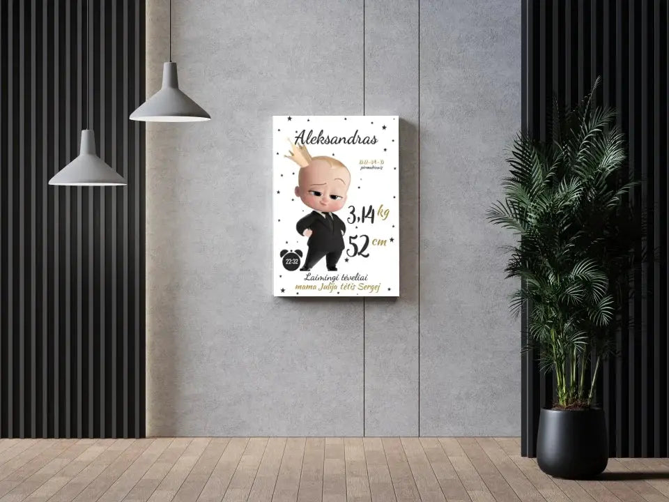 Personalizuota Berniuko Gimimo Metrikų Iliustracija ant drobės  Drobe -  dovanokis.lt