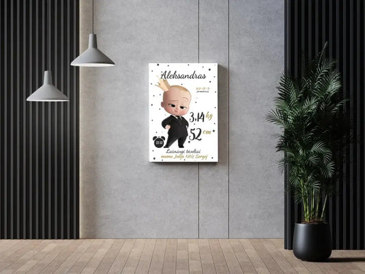 Personalizuota Berniuko Gimimo Metrikų Iliustracija ant drobės  Drobe -  dovanokis.lt