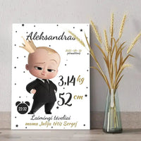 Personalizuota Berniuko Gimimo Metrikų Iliustracija ant drobės  Drobe -  dovanokis.lt