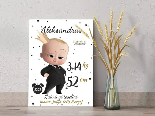 Personalizuota Berniuko Gimimo Metrikų Iliustracija ant drobės  Drobe -  dovanokis.lt