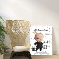 Personalizuota Berniuko Gimimo Metrikų Iliustracija ant drobės  Drobe -  dovanokis.lt