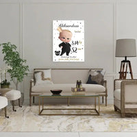 Personalizuota Berniuko Gimimo Metrikų Iliustracija ant drobės  Drobe -  dovanokis.lt