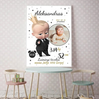 Personalizuota Berniuko Gimimo Metrikų Iliustracija, plakatas su rėmeliu  Customizer -  dovanokis.lt
