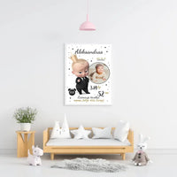 Personalizuota Berniuko Gimimo Metrikų Iliustracija, plakatas su rėmeliu  Customizer -  dovanokis.lt