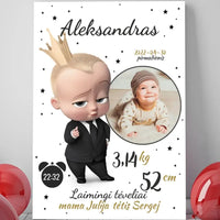 Personalizuota Berniuko Gimimo Metrikų Iliustracija ant drobės  Drobe -  dovanokis.lt