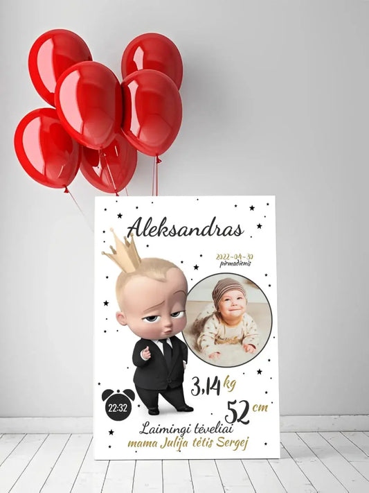 Personalizuota Berniuko Gimimo Metrikų Iliustracija ant drobės  Drobe -  dovanokis.lt