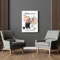 Personalizuota Berniuko Gimimo Metrikų Iliustracija ant drobės  Drobe -  dovanokis.lt
