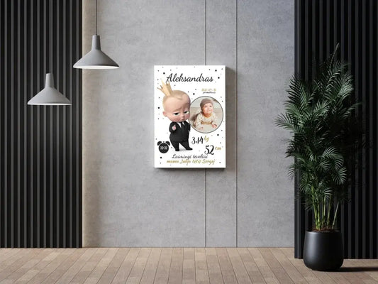 Personalizuota Berniuko Gimimo Metrikų Iliustracija ant drobės  Drobe -  dovanokis.lt