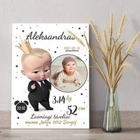 Personalizuota Berniuko Gimimo Metrikų Iliustracija ant drobės  Drobe -  dovanokis.lt