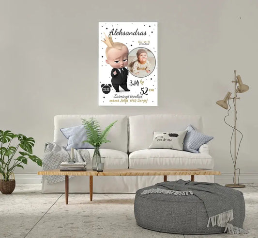 Personalizuota Berniuko Gimimo Metrikų Iliustracija ant drobės  Drobe -  dovanokis.lt