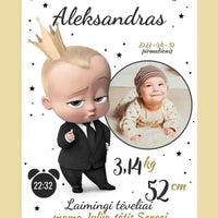 Personalizuota Berniuko Gimimo Metrikų Iliustracija ant drobės  Drobe -  dovanokis.lt