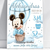 Personalizuota Berniuko Gimimo Metrikų Iliustracija, plakatas su rėmeliu  Customizer -  dovanokis.lt