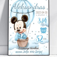 Personalizuota Berniuko Gimimo Metrikų Iliustracija, plakatas su rėmeliu  Customizer -  dovanokis.lt