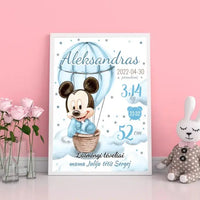 Personalizuota Berniuko Gimimo Metrikų Iliustracija, plakatas su rėmeliu  Customizer -  dovanokis.lt