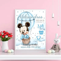 Personalizuota Berniuko Gimimo Metrikų Iliustracija, plakatas su rėmeliu  Customizer -  dovanokis.lt