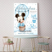 Personalizuota Berniuko Gimimo Metrikų Iliustracija, plakatas su rėmeliu  Customizer -  dovanokis.lt