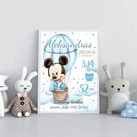 Personalizuota Berniuko Gimimo Metrikų Iliustracija, plakatas su rėmeliu  Customizer -  dovanokis.lt