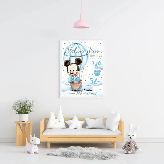 Personalizuota Berniuko Gimimo Metrikų Iliustracija, plakatas su rėmeliu  Customizer -  dovanokis.lt