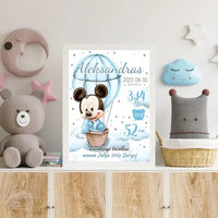 Personalizuota Berniuko Gimimo Metrikų Iliustracija, plakatas su rėmeliu  Customizer -  dovanokis.lt