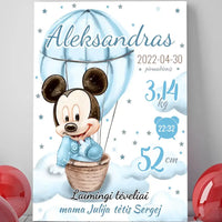 Personalizuota Berniuko Gimimo Metrikų Iliustracija ant drobės  Drobe -  dovanokis.lt