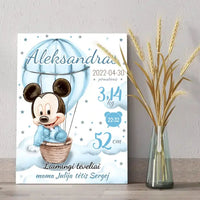 Personalizuota Berniuko Gimimo Metrikų Iliustracija ant drobės  Drobe -  dovanokis.lt