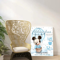 Personalizuota Berniuko Gimimo Metrikų Iliustracija ant drobės  Drobe -  dovanokis.lt