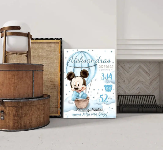 Personalizuota Berniuko Gimimo Metrikų Iliustracija ant drobės  Drobe -  dovanokis.lt