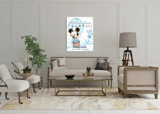 Personalizuota Berniuko Gimimo Metrikų Iliustracija ant drobės  Drobe -  dovanokis.lt