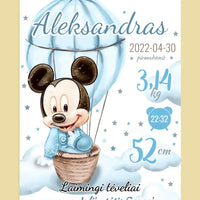 Personalizuota Berniuko Gimimo Metrikų Iliustracija ant drobės  Drobe -  dovanokis.lt