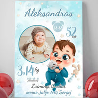 Personalizuota Berniuko Gimimo Metrikų Iliustracija ant drobės  Drobe -  dovanokis.lt