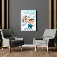 Personalizuota Berniuko Gimimo Metrikų Iliustracija ant drobės  Drobe -  dovanokis.lt