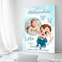 Personalizuota Berniuko Gimimo Metrikų Iliustracija ant drobės  Drobe -  dovanokis.lt