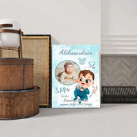 Personalizuota Berniuko Gimimo Metrikų Iliustracija ant drobės  Drobe -  dovanokis.lt