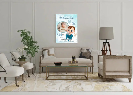 Personalizuota Berniuko Gimimo Metrikų Iliustracija ant drobės  Drobe -  dovanokis.lt