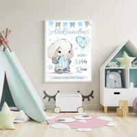 Personalizuota Berniuko Gimimo Metrikų Iliustracija, plakatas su rėmeliu  Customizer -  dovanokis.lt