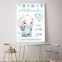 Personalizuota Berniuko Gimimo Metrikų Iliustracija, plakatas su rėmeliu  Customizer -  dovanokis.lt