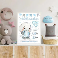Personalizuota Berniuko Gimimo Metrikų Iliustracija, plakatas su rėmeliu  Customizer -  dovanokis.lt
