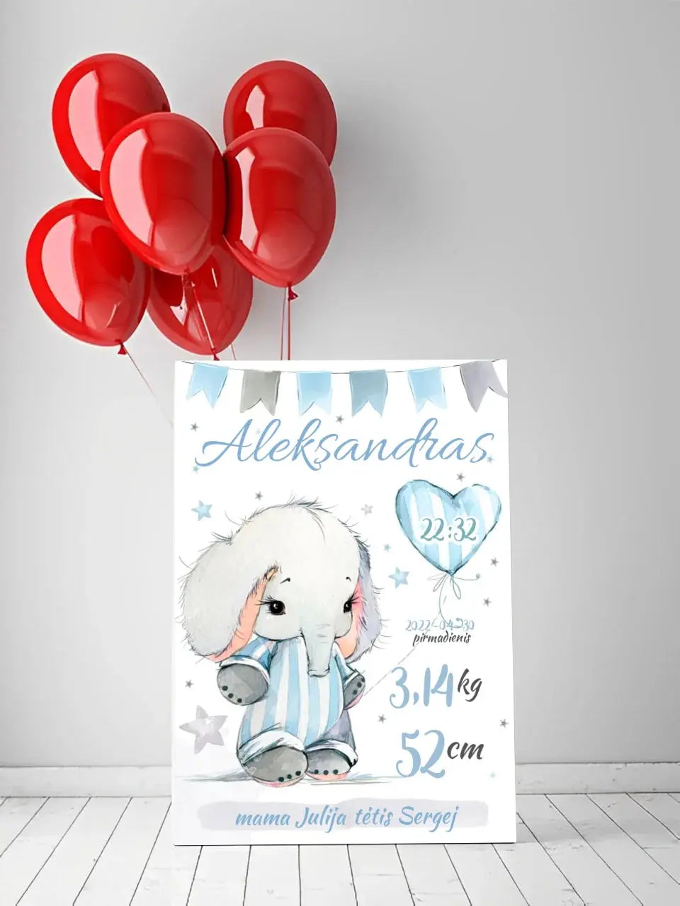 Personalizuota Berniuko Gimimo Metrikų Iliustracija ant drobės  Drobe -  dovanokis.lt