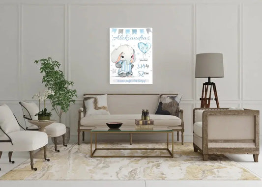 Personalizuota Berniuko Gimimo Metrikų Iliustracija ant drobės  Drobe -  dovanokis.lt