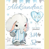 Personalizuota Berniuko Gimimo Metrikų Iliustracija ant drobės  Drobe -  dovanokis.lt