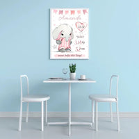 Personalizuota Mergaitės Gimimo Metrikų Iliustracija, plakatas su rėmeliu  Customizer -  dovanokis.lt