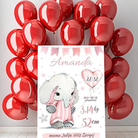 Personalizuota Mergaitės Gimimo Metrikų Iliustracija ant drobės  Drobe -  dovanokis.lt