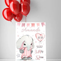 Personalizuota Mergaitės Gimimo Metrikų Iliustracija ant drobės  Drobe -  dovanokis.lt