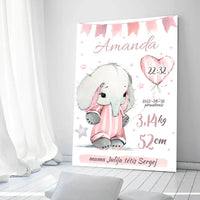 Personalizuota Mergaitės Gimimo Metrikų Iliustracija ant drobės  Drobe -  dovanokis.lt