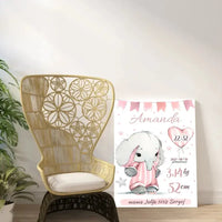 Personalizuota Mergaitės Gimimo Metrikų Iliustracija ant drobės  Drobe -  dovanokis.lt