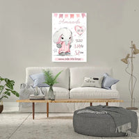 Personalizuota Mergaitės Gimimo Metrikų Iliustracija ant drobės  Drobe -  dovanokis.lt