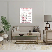 Personalizuota Mergaitės Gimimo Metrikų Iliustracija ant drobės  Drobe -  dovanokis.lt