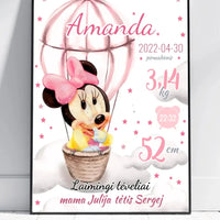 Personalizuota Mergaitės Gimimo Metrikų Iliustracija, plakatas su rėmeliu  Customizer -  dovanokis.lt